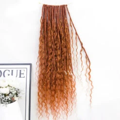 #350 Solid Ginger Crochet Boho Locs With Human Hair Curls -Hot Lingerie Hub 350 Solid Ginger Crochet Boho Locs with Human Hair Curls