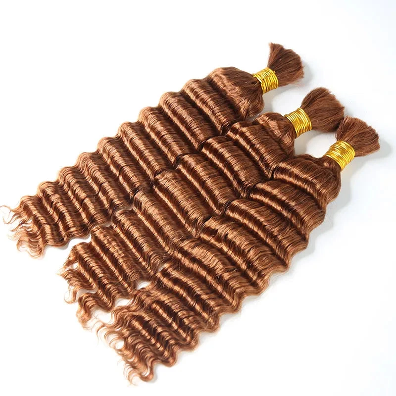#30 Light Brown Deep Wave Bulk Hair Extensions For Braiding 4 #30 Light Brown Deep Wave Bulk Hair Extensions For Braiding - Image 2