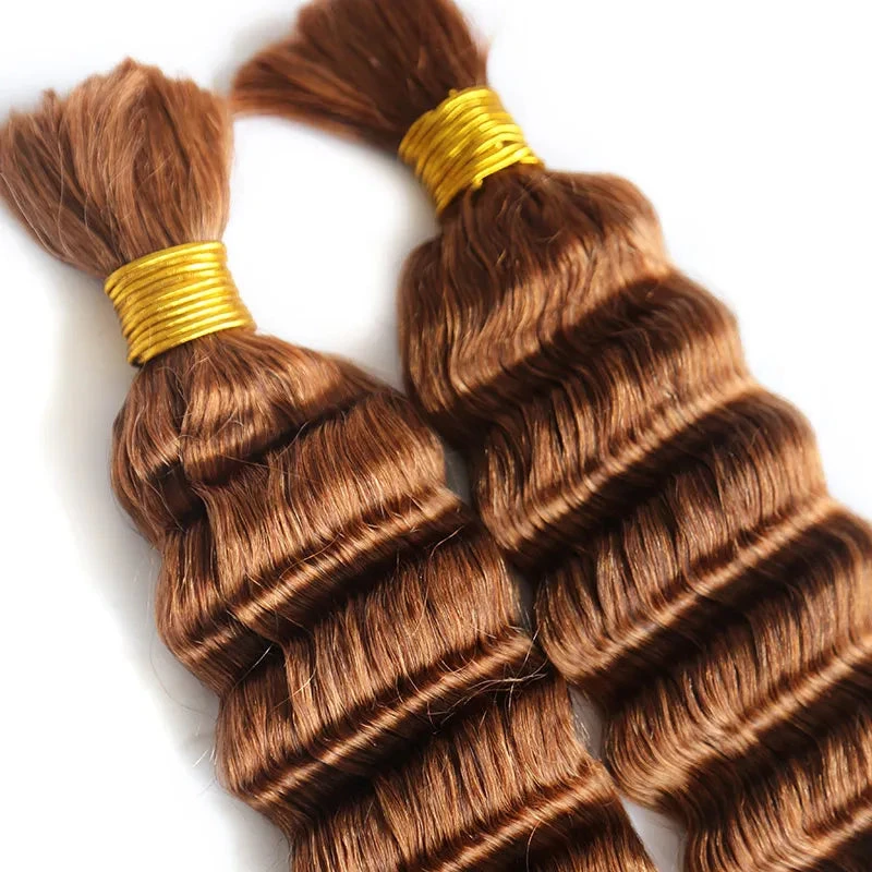 #30 Light Brown Deep Wave Bulk Hair Extensions For Braiding 7 #30 Light Brown Deep Wave Bulk Hair Extensions For Braiding - Image 5