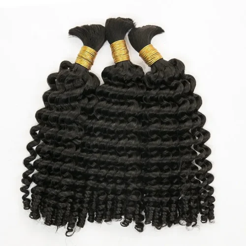 Wholesale - Boho Human Hair Bulk For Braiding (Price For 1 Bundle) -Hot Lingerie Hub 3bundlesofspiralcurlbohohumanhairbulk