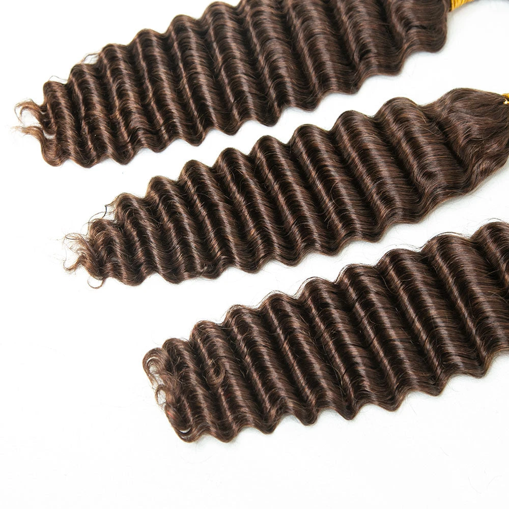 #4 Medium Brown Deep Wave Bulk Hair Extensions For Braiding 7 #4 Medium Brown Deep Wave Bulk Hair Extensions For Braiding - Image 5