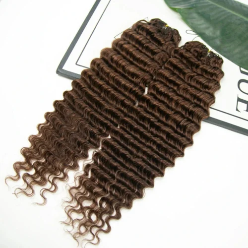 #4 Medium Brown Deep Wave Human Crochet Hair