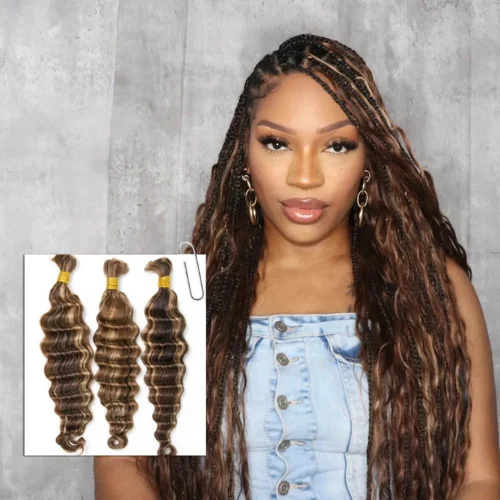 #4/#27/#30 Mix Color Blend Loose Deep Wave Bulk Human Braiding Hair