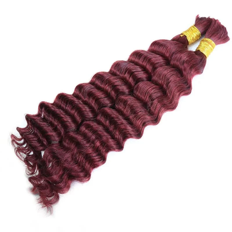 Burgundy Deep Wave Bulk Hair Extensions For Braiding 5 Burgundy Deep Wave Bulk Hair Extensions For Braiding - Image 3