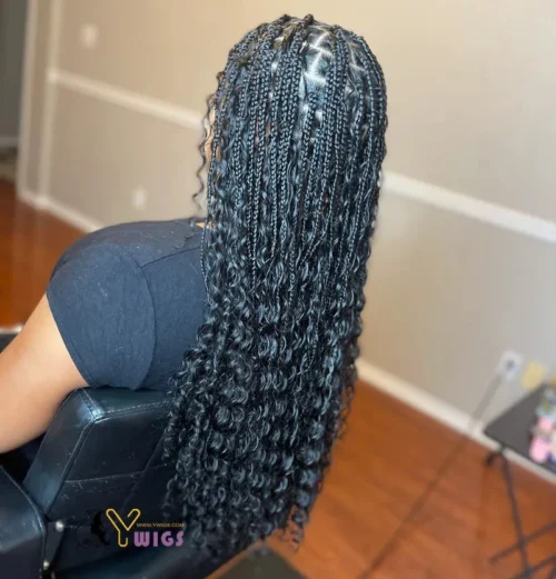 Double Drawn Burmese Spanish Curl Human Braiding Hair -Hot Lingerie Hub Boho Knotless Braids using spanish curl human braiding hair