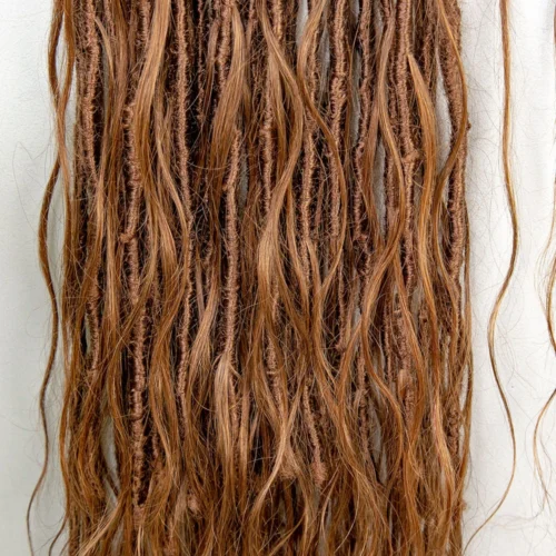 Pre-looped Light Auburn Human Hair Crochet Boho Locs With Body Wave Curls -Hot Lingerie Hub Boho Locs W Human Hair Curls