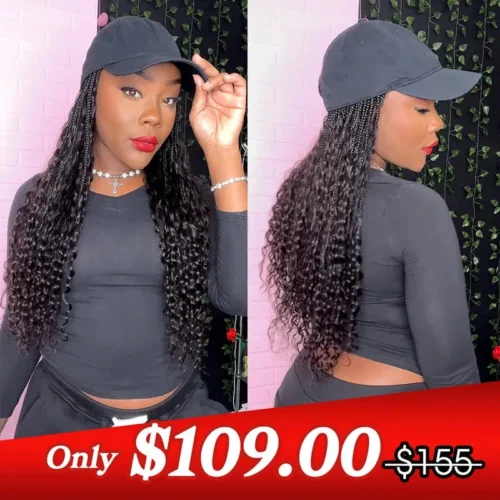 💥Flash Sale | Grab & Go Braids Cap Wig Boho Style With Human Hair Curls