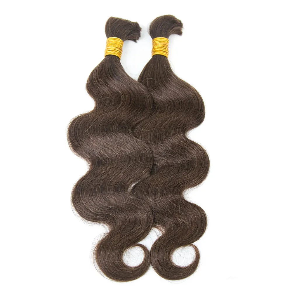 #4 Medium Brown Body Wave Bulk Human Braiding Hair 4 #4 Medium Brown Body Wave Bulk Human Braiding Hair - Image 2