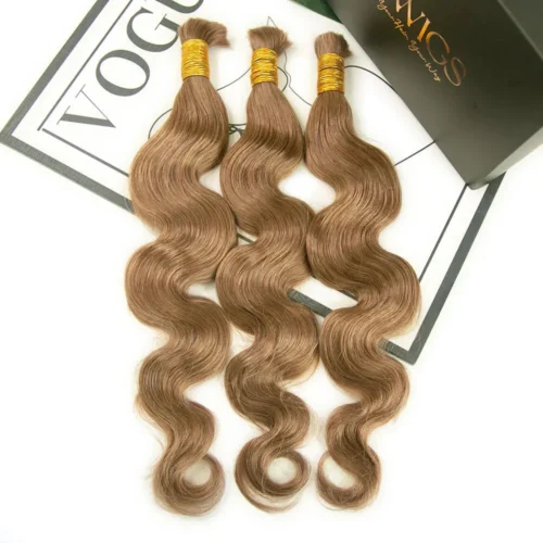 Color #8 Light Brown Body Wave Bulk Human Braiding Hair