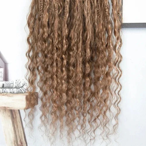 T1B/30 Ombre Brown Crochet Boho Box Braids With Human Hair Curls -Hot Lingerie Hub Crochet Boho Boho Box Braids Ombre Brown with human hair curls