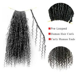 Pre-looped Crochet Boho Locs With Human Hair Curls -Hot Lingerie Hub CrochetBohoLocswithHumanHairCurls