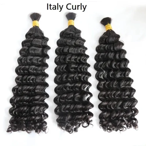 Wholesale - Double Drawn Burmese Hair Bulk Braiding Hair (Price For 1 Bundle) -Hot Lingerie Hub Double Drawn Burmese Hair Italy Curly Hair Brading Hair 2