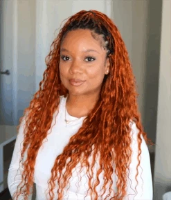 #350 Solid Ginger Crochet Boho Locs With Human Hair Curls -Hot Lingerie Hub GINGER BOHO LOCS with human hair curls