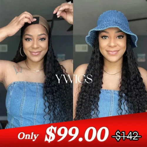 💥Flash Sale | Grab & Go Braids Band Wig Boho Style With Human Hair Curls