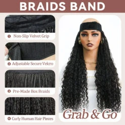 💥Flash Sale | Grab & Go Braids Band Wig Boho Style With Human Hair Curls 23 💥Flash Sale | Grab & Go Braids Band Wig Boho Style With Human Hair Curls -Hot Lingerie Hub Grab and Go Braids Band Ywigs