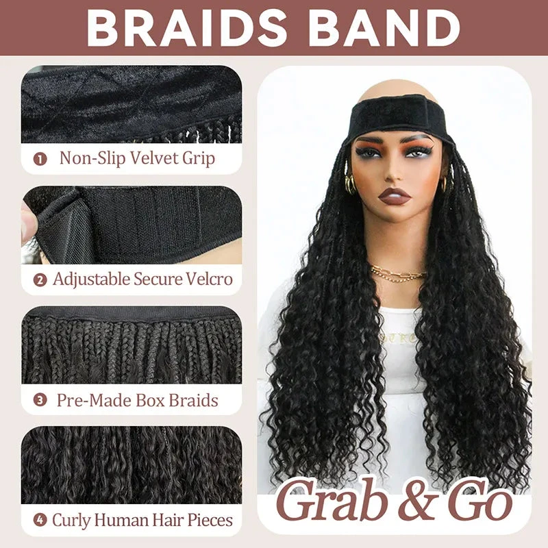 💥Flash Sale | Grab & Go Braids Band Wig Boho Style With Human Hair Curls 8 💥Flash Sale | Grab & Go Braids Band Wig Boho Style With Human Hair Curls - Image 6