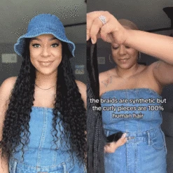 💥Flash Sale | Grab & Go Braids Band Wig Boho Style With Human Hair Curls 20 💥Flash Sale | Grab & Go Braids Band Wig Boho Style With Human Hair Curls -Hot Lingerie Hub Grab and go braids band wig boho style