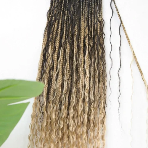 1B/27 Crochet Boho Box Braids With Human Hair Curls -Hot Lingerie Hub IMG 7758