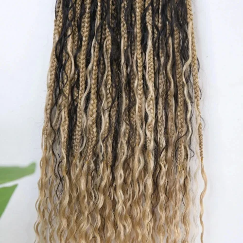 1B/27 Crochet Boho Box Braids With Human Hair Curls -Hot Lingerie Hub IMG 7765