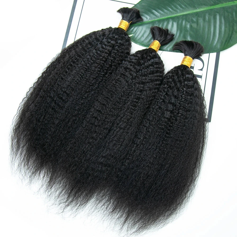 Double Drawn Burmese Kinky Straight Human Hair Bulk 3 Double Drawn Burmese Kinky Straight Human Hair Bulk