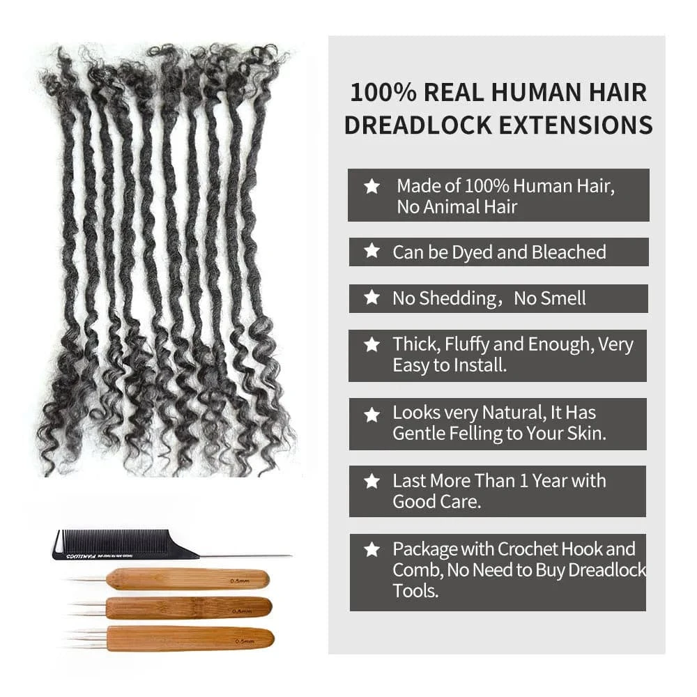 Human Hair Loc Extensions With Curly Ends- Natural Black #1B 5 Human Hair Loc Extensions With Curly Ends- Natural Black #1B - Image 3