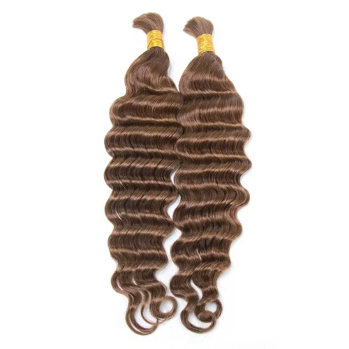 #30 Light Brown Loose Deep Wave Bulk Hair Extensions For Braiding
