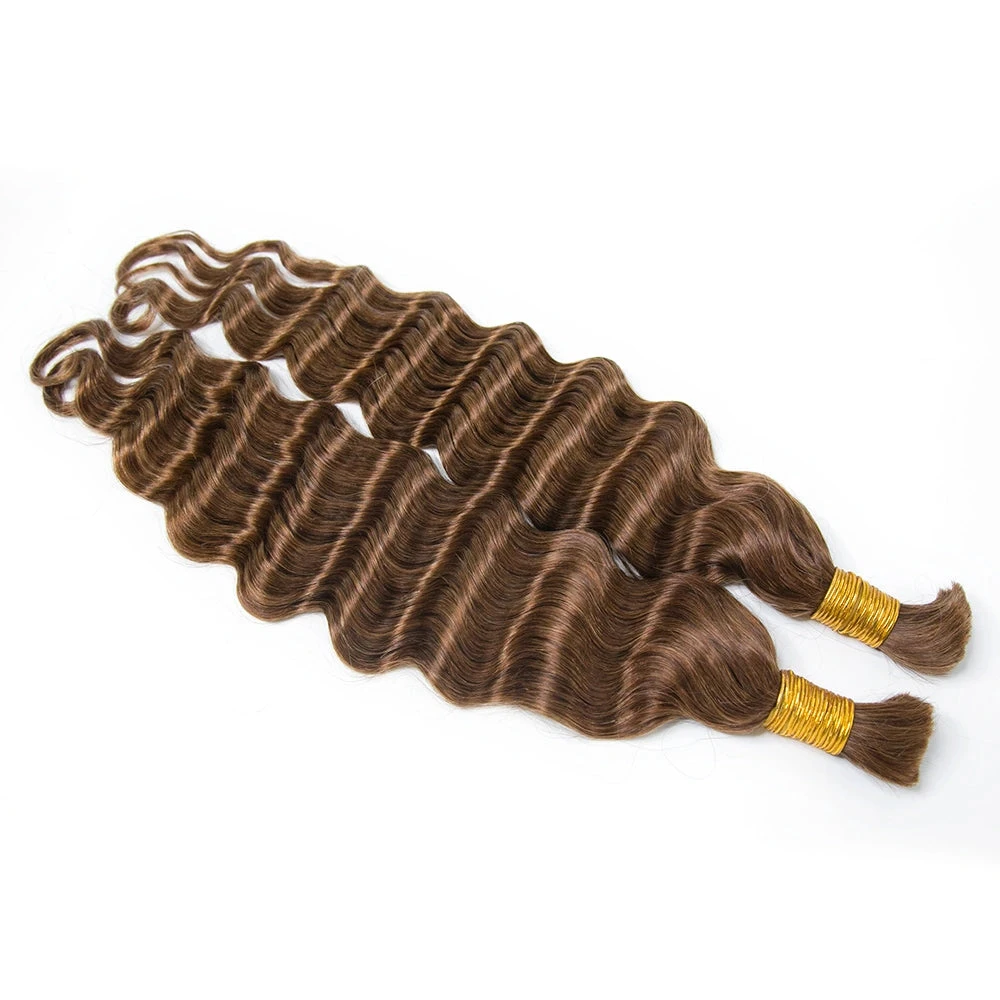 #30 Light Brown Loose Deep Wave Bulk Hair Extensions For Braiding 5 #30 Light Brown Loose Deep Wave Bulk Hair Extensions For Braiding - Image 4