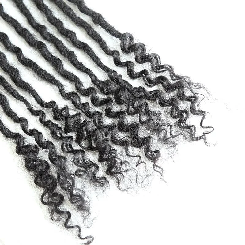 Human Hair Loc Extensions With Curly Ends- Natural Black #1B 6 Human Hair Loc Extensions With Curly Ends- Natural Black #1B - Image 4