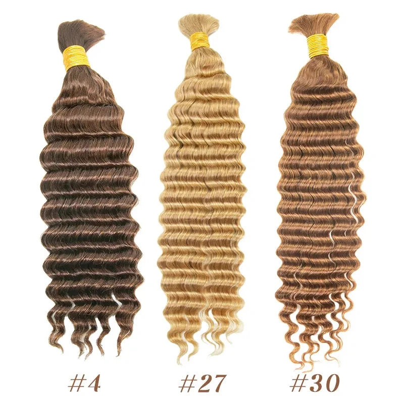 Multi-Color Bulk Human Braiding Hair Set Deep Wave 4 Multi-Color Bulk Human Braiding Hair Set Deep Wave - Image 2