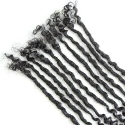 Human Hair Loc Extensions With Curly Ends- Natural Black #1B 15 Human Hair Loc Extensions With Curly Ends- Natural Black #1B -Hot Lingerie Hub NaturalBlackHumanHairLocExtensionswithCurlyEnds