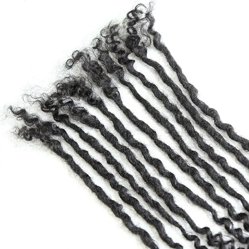 Human Hair Loc Extensions With Curly Ends- Natural Black #1B 7 Human Hair Loc Extensions With Curly Ends- Natural Black #1B - Image 5