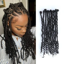 Pre-Looped Human Hair Loc Extensions With Curly Ends