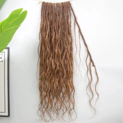 Pre-looped Light Auburn Human Hair Crochet Boho Locs With Body Wave Curls -Hot Lingerie Hub Pre looped Human Hair Crochet Boho Locs