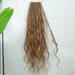Mixed Blonde Brown Pre-looped Human Hair Crochet Goddess Locs With Body Wave Curls