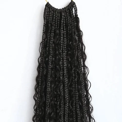 Crochet Boho Box Braids With Human Hair Curls -Hot Lingerie Hub Pre madeBoxBraidsBohoStyle