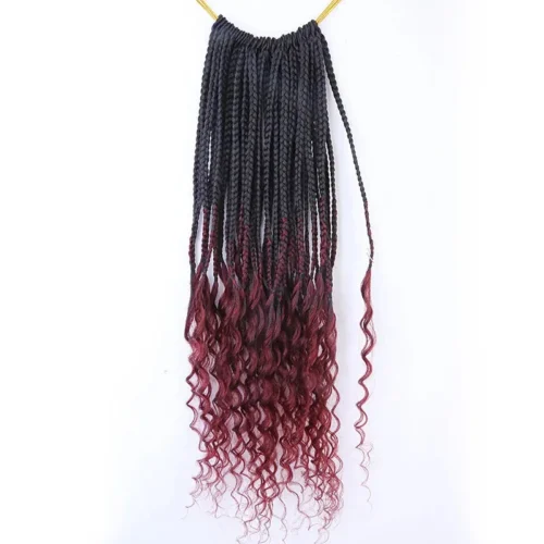 Ombre Burgundy Crochet Box Braids With Human Hair Ends