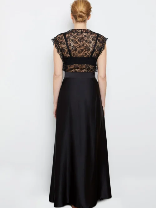 Abbie Black Full Length Silk Robe -Hot Lingerie Hub abbie black full length silk robe back scaled