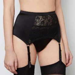 Abbie Black Lace High Waist Suspender Belt
