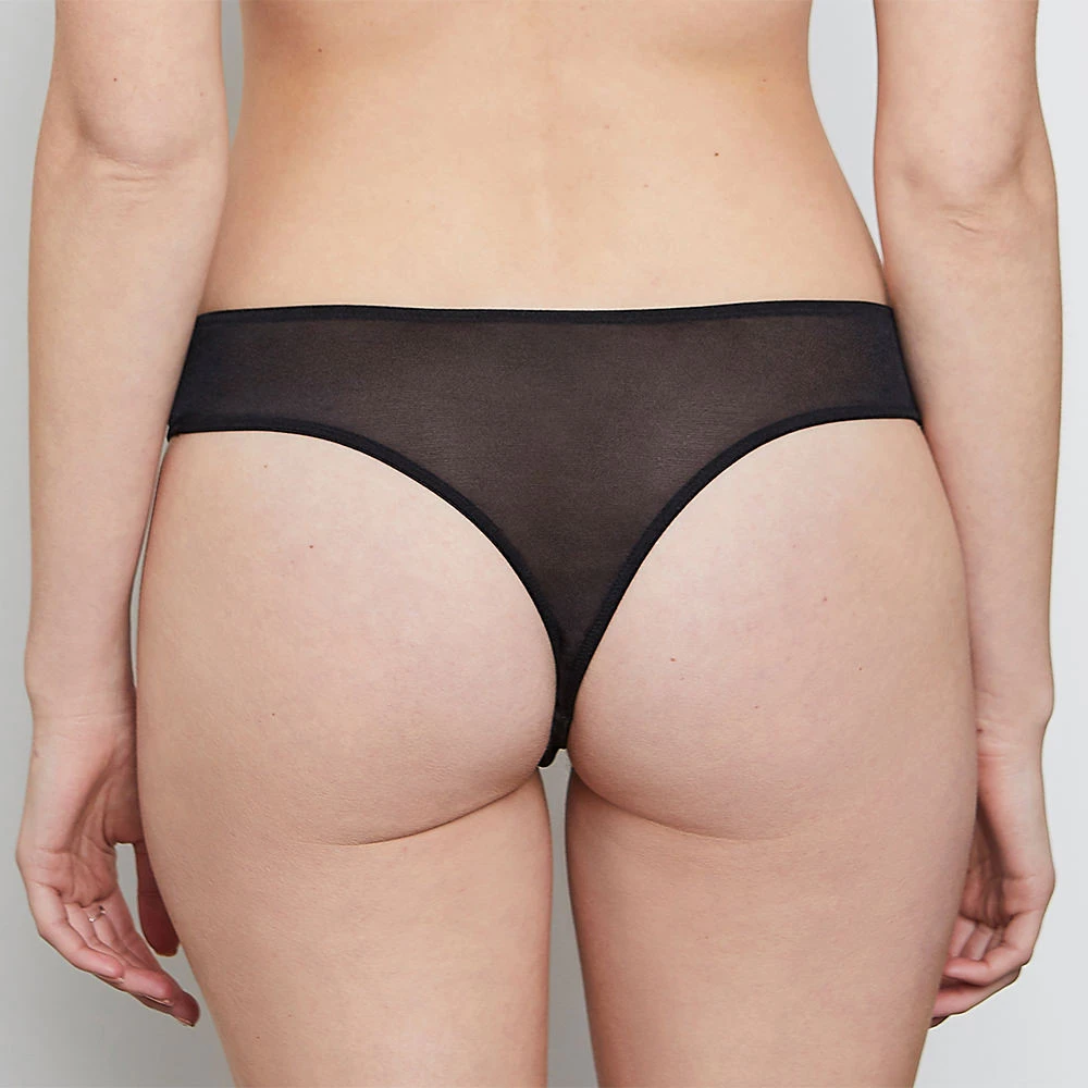 Abbie Black Eyelash Lace Thong 4 Abbie Black Eyelash Lace Thong - Image 2