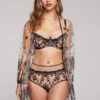 Abrielle Black Embroidered Tulle Sheer Robe -Hot Lingerie Hub abrielle black embroidered robe