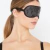 Abrielle Black Embroidered Silk Eye Mask -Hot Lingerie Hub abrielle black eye mask