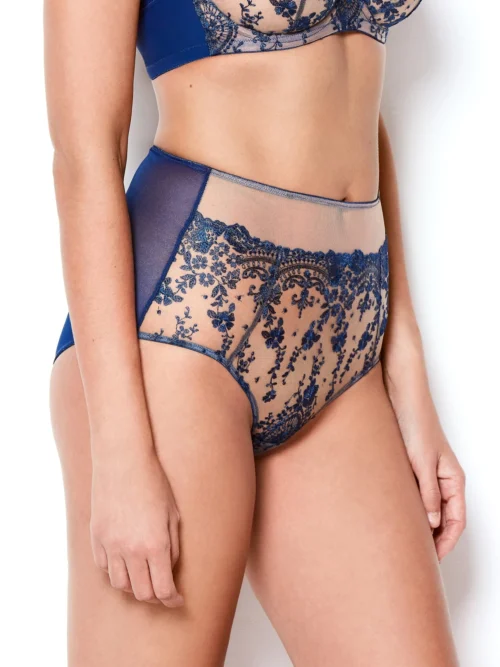 Abrielle Blue Embroidered High Waist Knickers