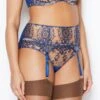 Abrielle Blue Embroidered Suspender Belt 2 Abrielle Blue Embroidered Suspender Belt -Hot Lingerie Hub abrielle blue embroidered suspender belt