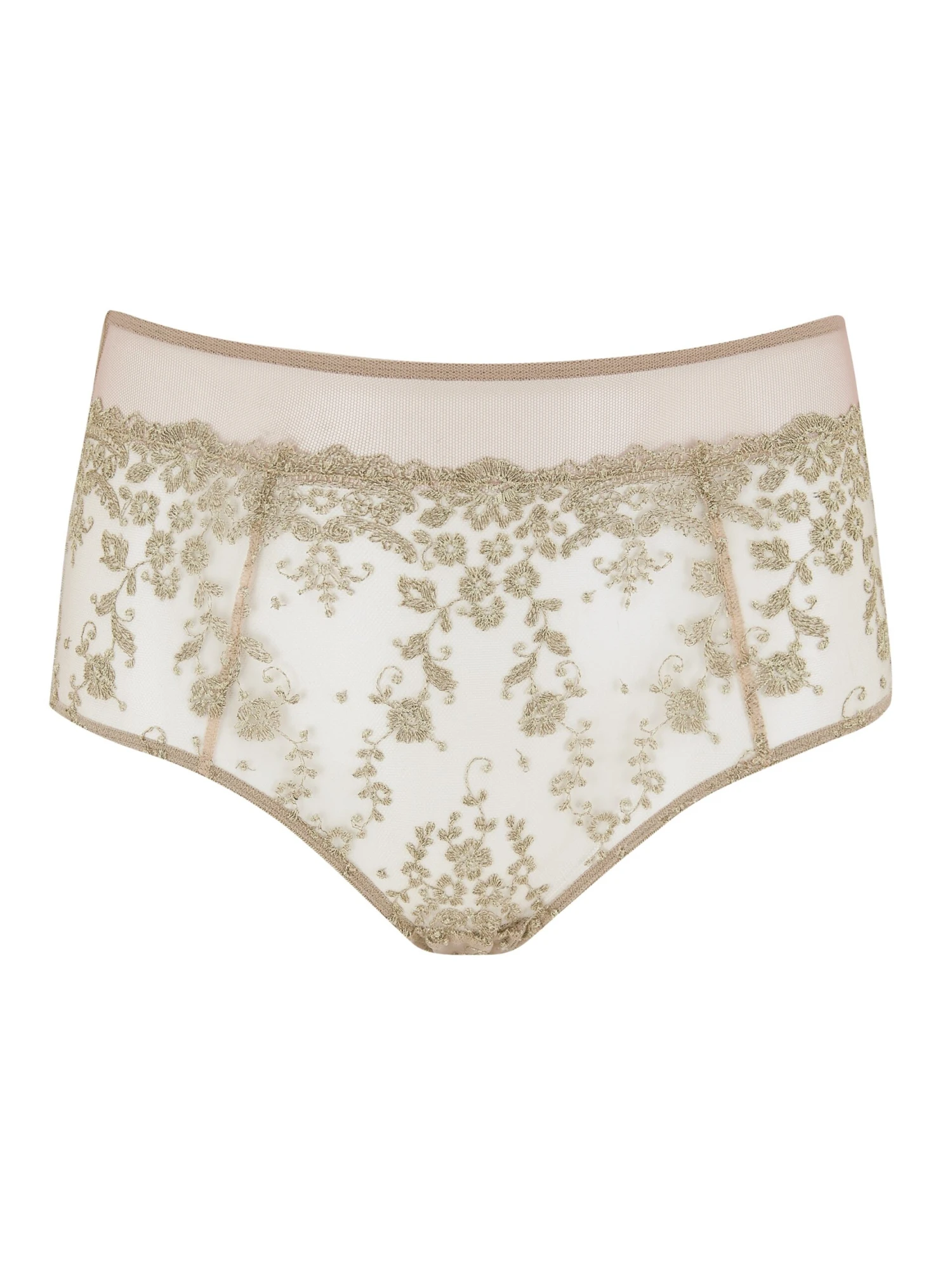Abrielle Gold Embroidered High Waist Knickers 3 Abrielle Gold Embroidered High Waist Knickers