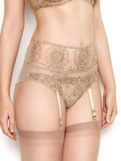 Abrielle Gold Embroidered Suspender Belt