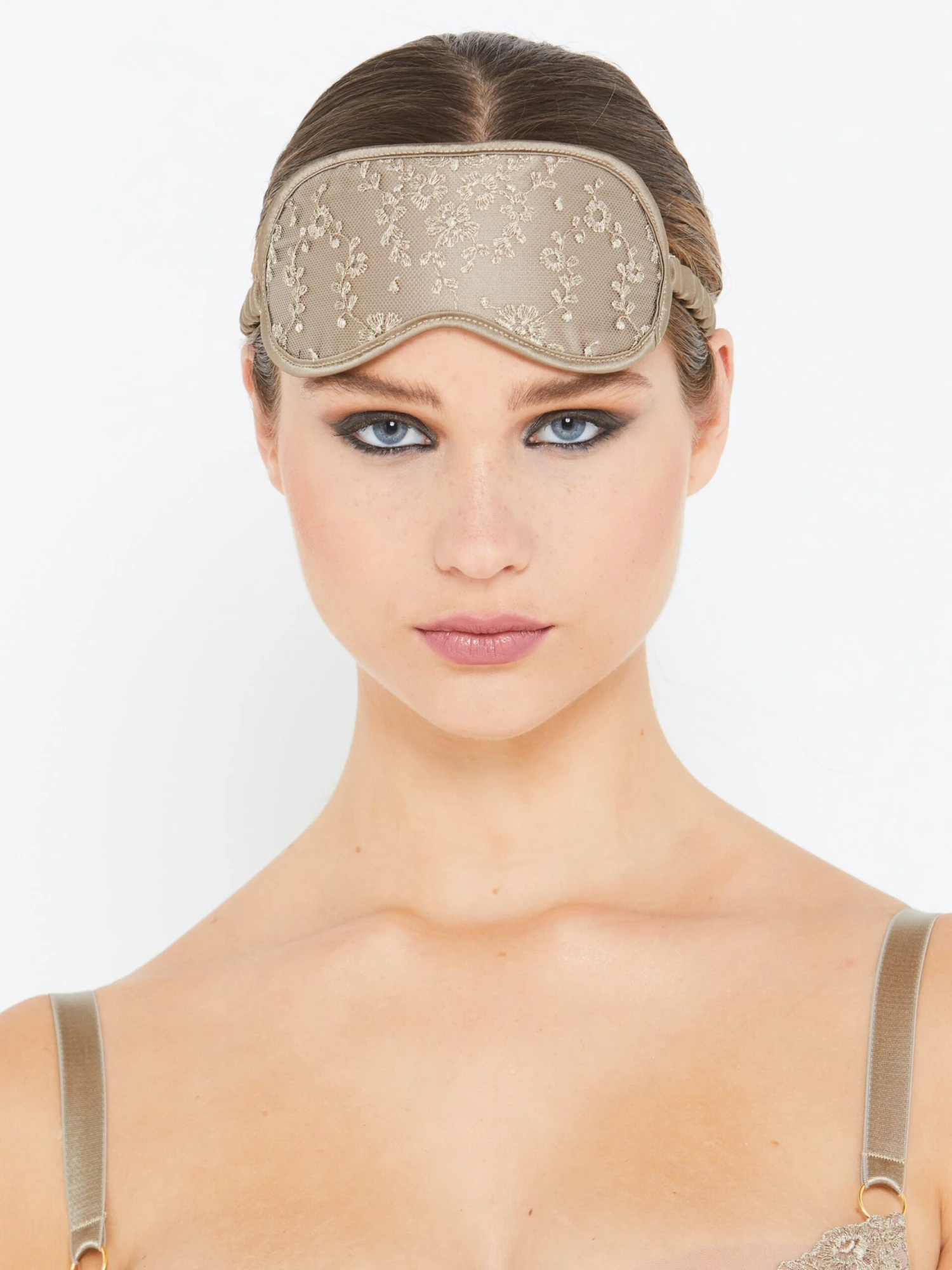 Abrielle Gold Embroidered Silk Eye Mask 4 Abrielle Gold Embroidered Silk Eye Mask - Image 2