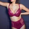 Angela Boysenberry Silk And Stretch Lace Plunge Bra