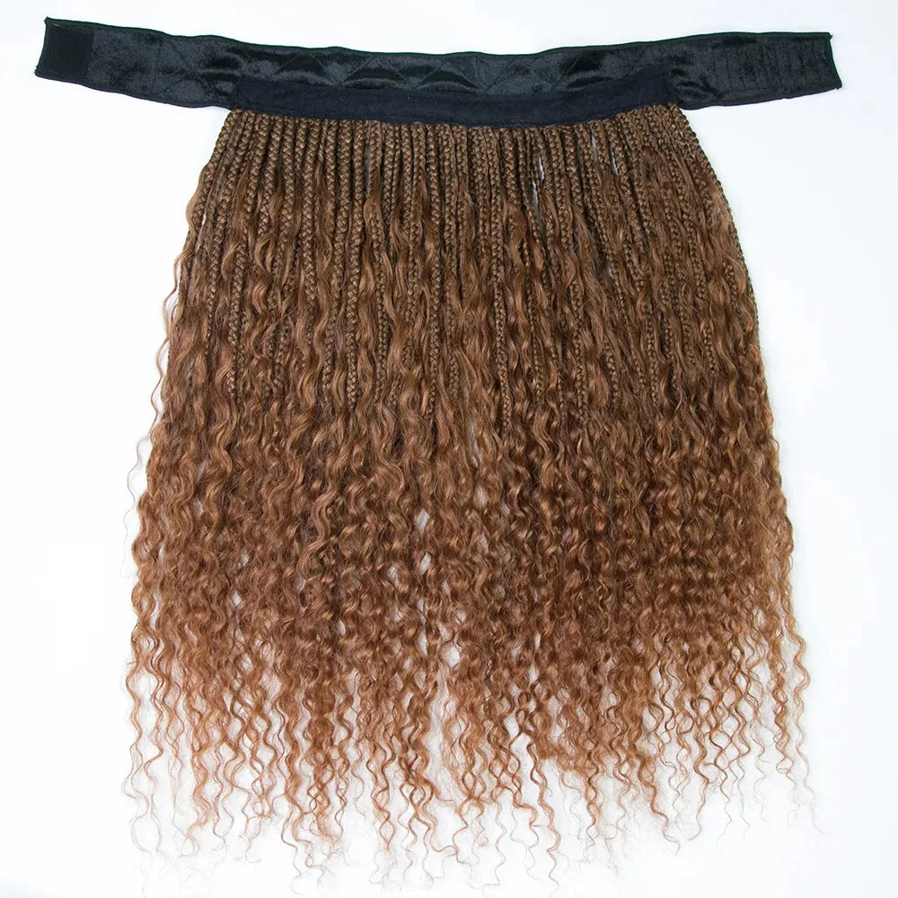 #30 Light Brown Grab & Go Braids Band Wig Boho Style With Human Hair Curls 8 #30 Light Brown Grab & Go Braids Band Wig Boho Style With Human Hair Curls - Image 6