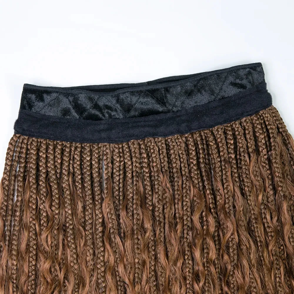 #30 Light Brown Grab & Go Braids Band Wig Boho Style With Human Hair Curls 9 #30 Light Brown Grab & Go Braids Band Wig Boho Style With Human Hair Curls - Image 7