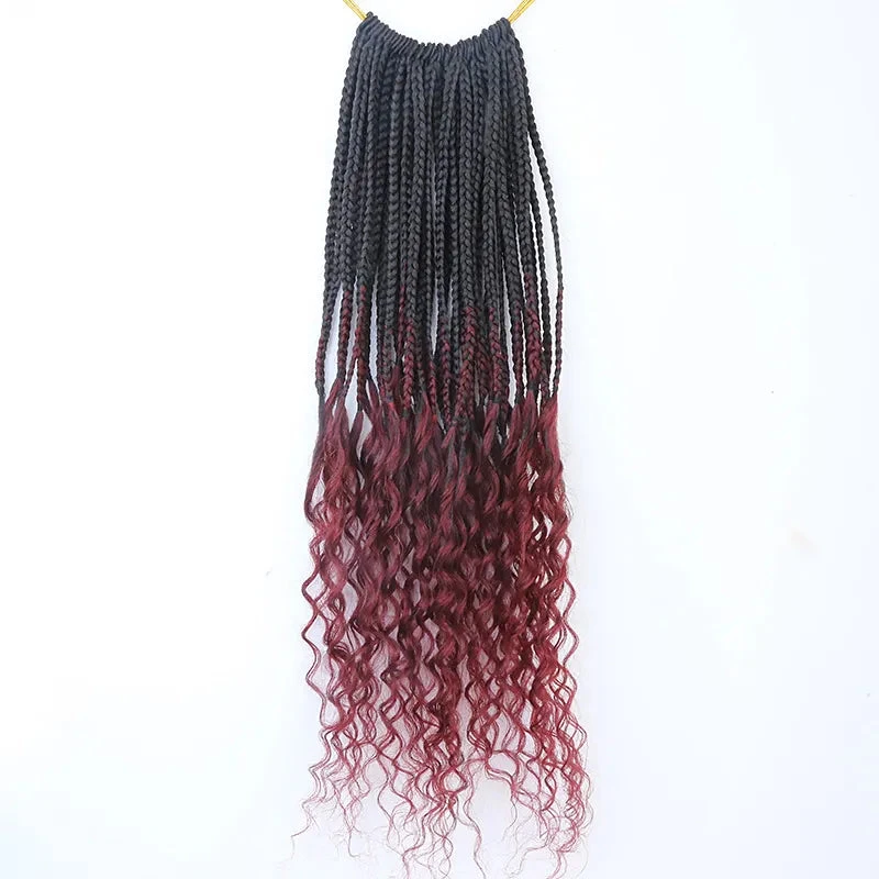 Ombre Burgundy Crochet Box Braids With Human Hair Ends 5 Ombre Burgundy Crochet Box Braids With Human Hair Ends - Image 3